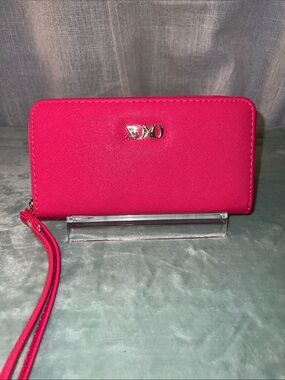 Hot Pink Zip-Around Wristlet Wallet  XOXO